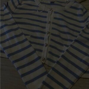 Striped Blue and White Women's Cardigan